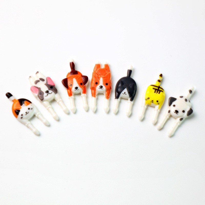 Cartoon japonés encantador tenedor de fruta transfronterizo venta caliente stick de fruta creativa decoración mini tenedor de fruta al por mayor