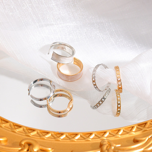New European and American Cross-Border Trendy Minimalist Three-Piece Set: Dripping Oil Ring with Niche Design, Perfect for Influencers—Elevate Your Style with This Sophisticated Accessory