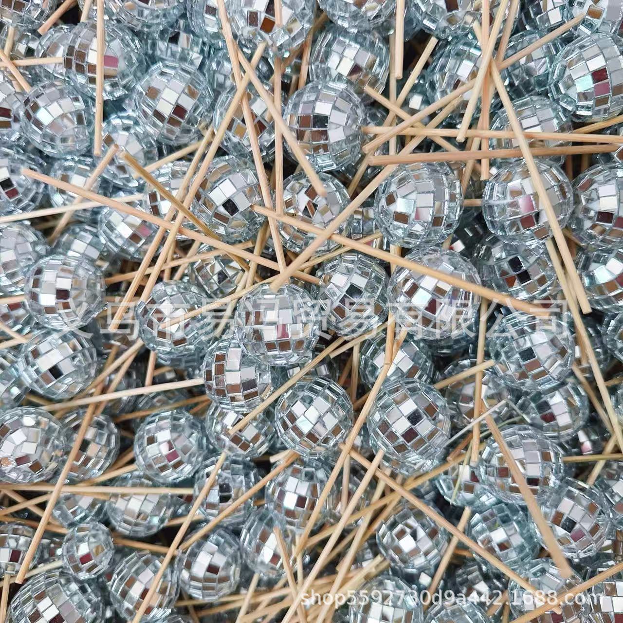 Source Mirror Ball Cake Decoration Insert Disco Ball with Wooden Stick Insert Amazon Birthday Party Decoration