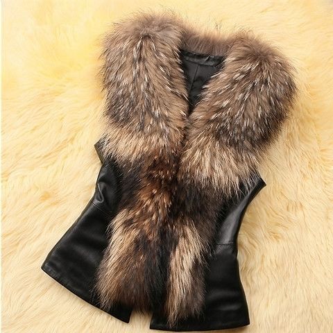 Aliexpress Cross-Border Faux Raccoon Fur Imitation Fur Vest for Women, Short Style, Autumn and Winter, Padded Leather Faux Fur Vest
