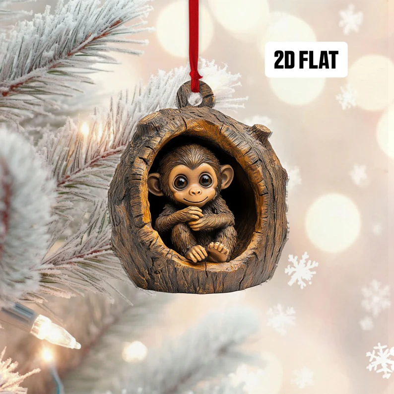 Nuevos búhos transfronterizos, osos, adornos de Navidad, colgantes de árbol de Navidad, colgantes de acrílico de impresión plana 2D