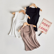 带胸垫保暖内衣女德绒发热吊带背心打底衫蚕丝蛋白冬季加绒肌底衣