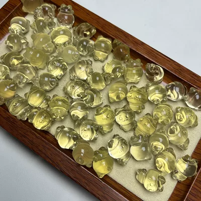 Natural yellow crystal small eight-cat carving Zərgərlik ara hissələri