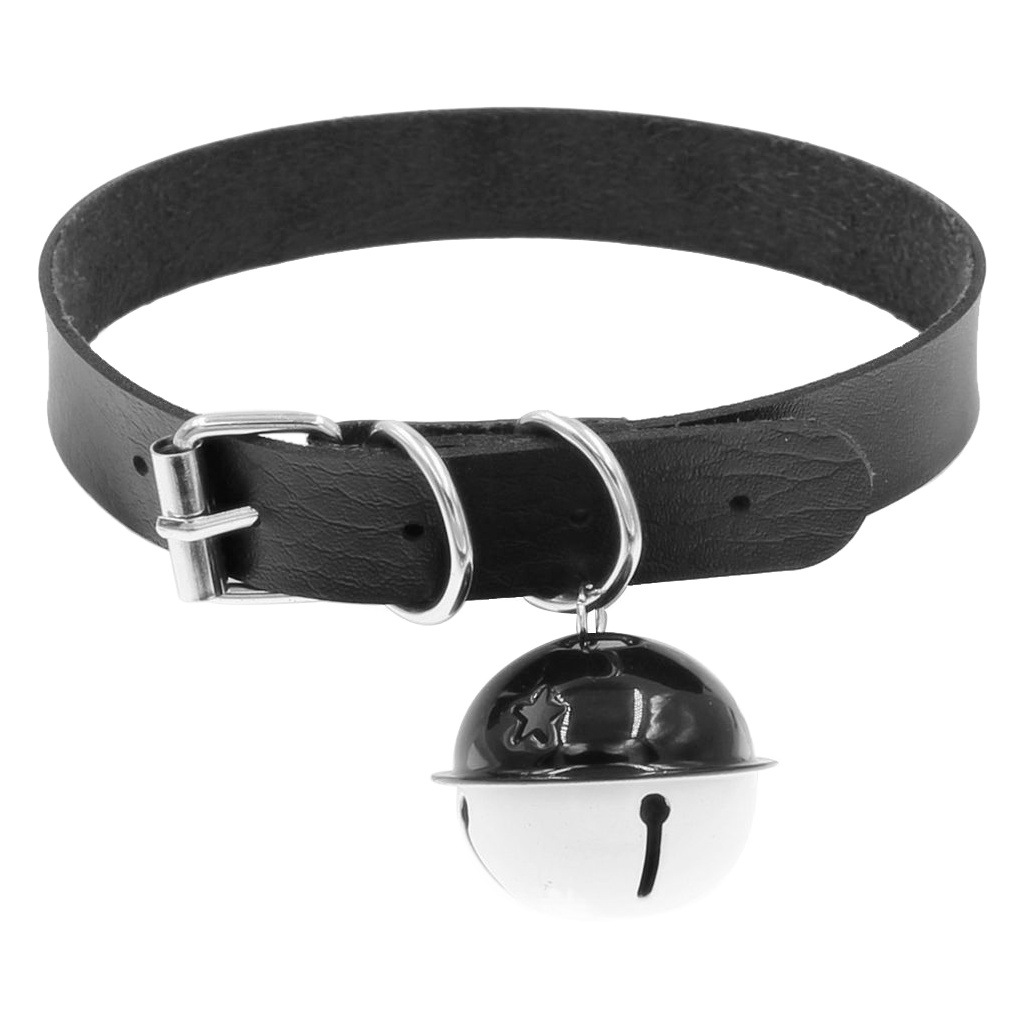 Eco-Friendly Pu Leather Simple and Unique Punk Gothic Choker Necklace Trendy Colorful Dual-Color Bell Pendant Clavicle Necklace