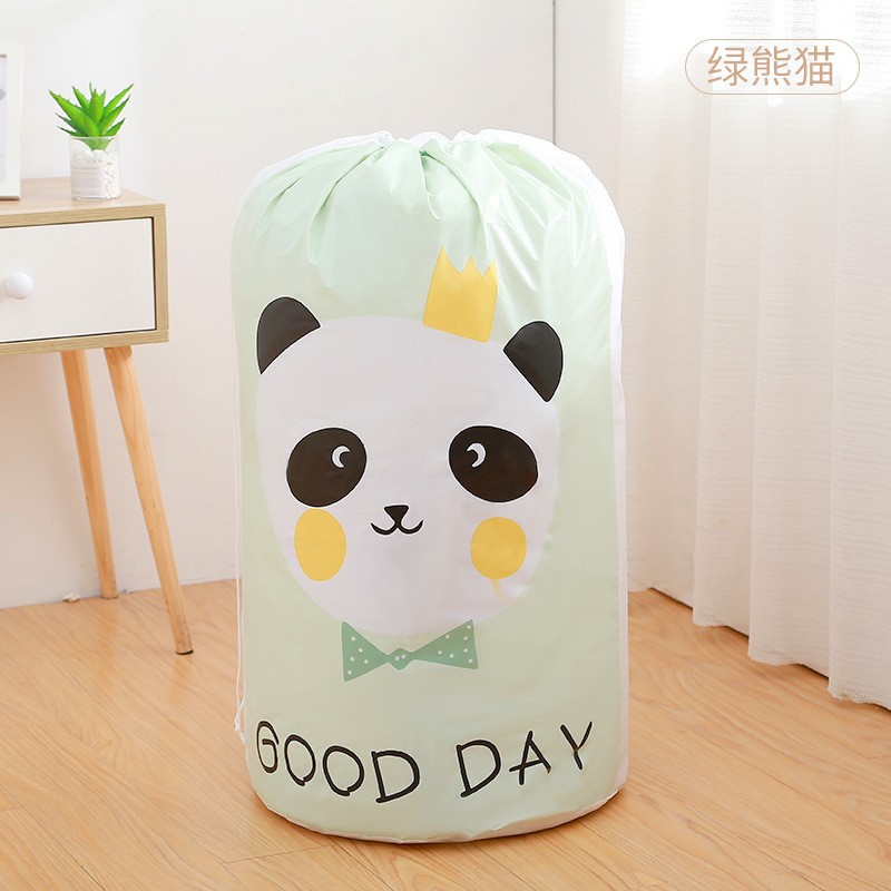 PEVA extraíble con cordón bolsa de edredón de algodón bolsa de almacenamiento cilíndrica a prueba de humedad a prueba de polvo hogar Organización y movimiento de gran capacidad