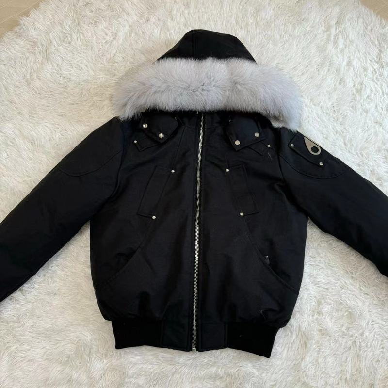 Men Fox Fur Hooded Down Bomber Jacket Palm Moose|undefined