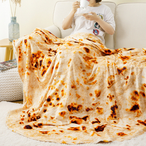 5ZV7 Flannel Blanket Flatbread Pancake Indian Flying Pancake Pizza Funny Food Blanket Air Conditioning Blanket Office Lunch