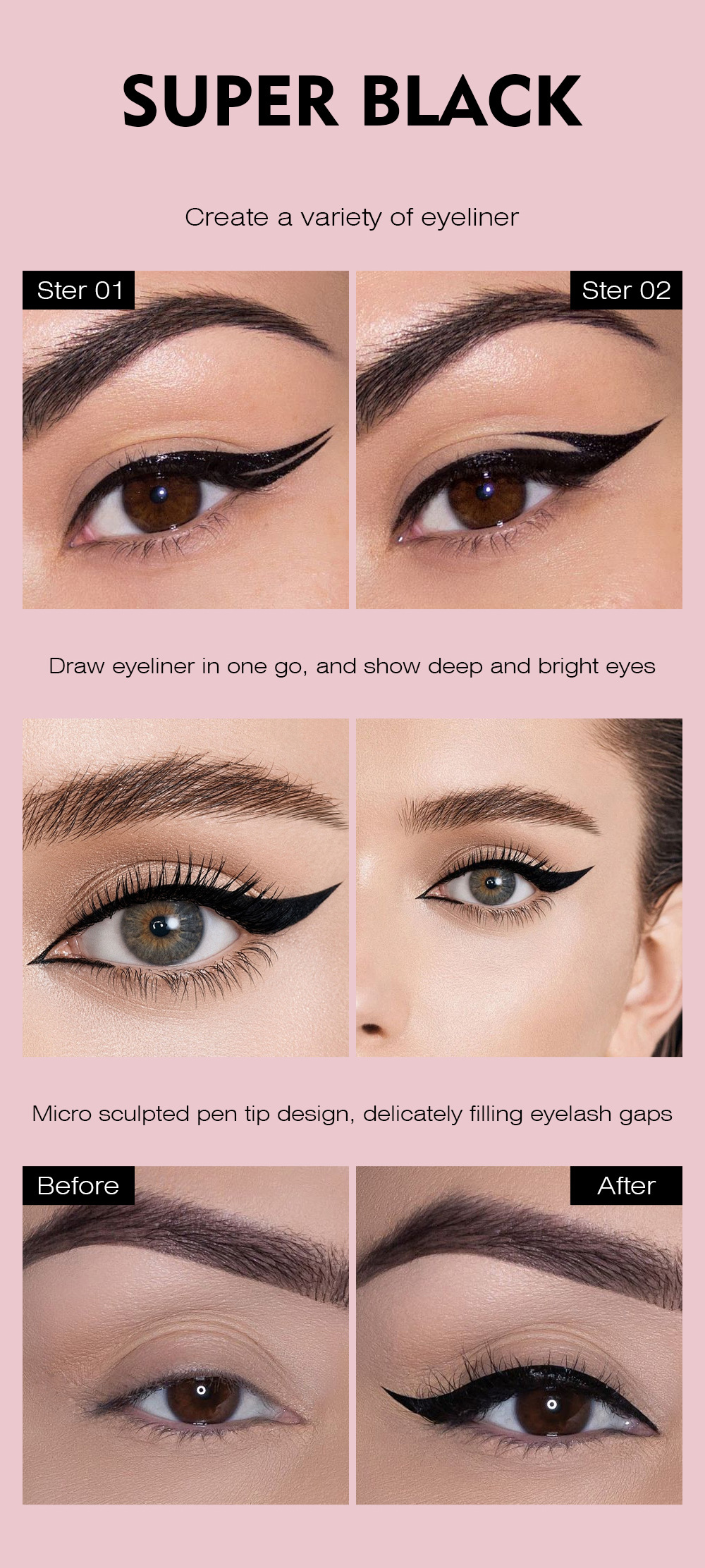 KRISTEN LEANNE Black Technology ist leicht zu greifen und liegt gut in der Hand Matt verwischt nicht so leicht Extrem dünner Eyeliner-Stift_voghion.com