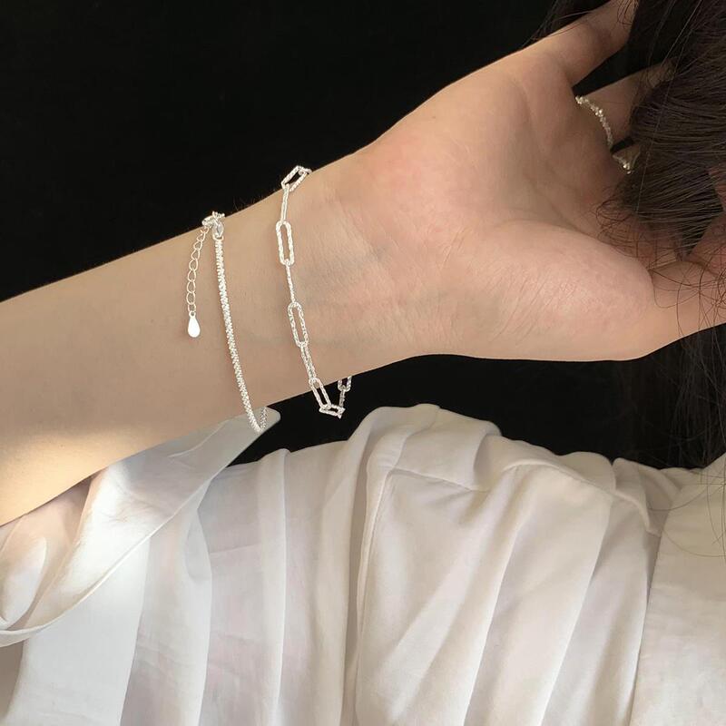 Gypsophila Chain Stacked Bracelet 925 Sterling Silver Sparkling Simple Cold Style Elegant Niche ins Bracelet for Women