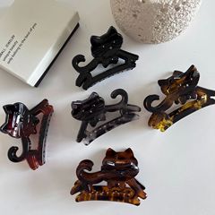 镂空卡通猫咪抓夹豹纹小猫鲨鱼夹小号半扎发夹子后脑勺盘发夹发饰