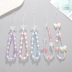 New Yi Lian Beaded Phone Chain Phone Case Pendant Charm Anti-Fall Anti-Lost Wrist Strap Short Phone Lanyard for Women