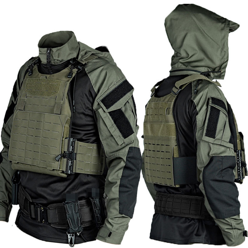 ブラックグレーインダストリアルアサルトSP2バージョンタクティカルトップ戦闘服春秋長袖風カエルスーツパンツスーツジャケット|undefined