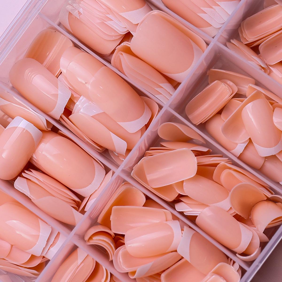 120 piezas en caja desnudas rosadas francesas líneas de bordado blanco simple versátil desmontable al por mayor