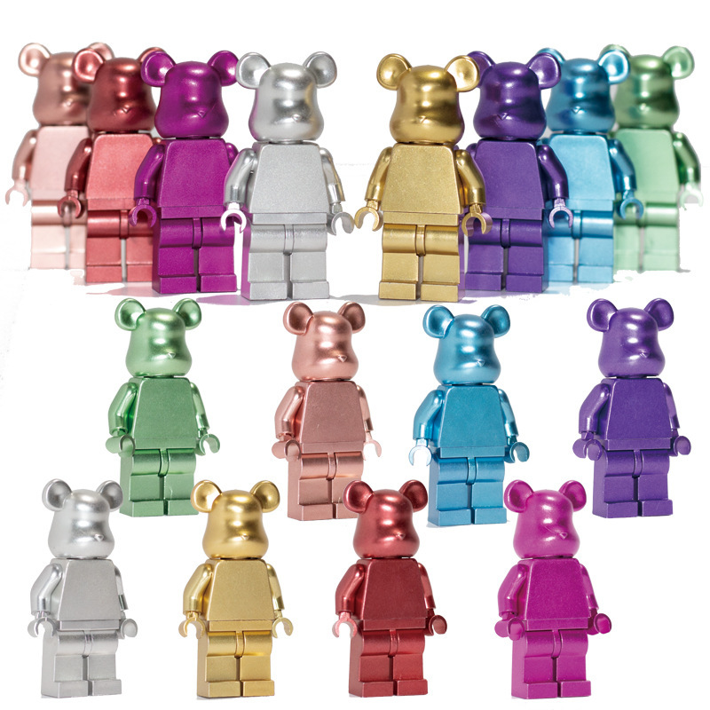 Domestic Third-Party Moc Trendy Building Block Bear Small Particle Minifigure Model Violent Bear Photo Frame Ornament Assembly Toy