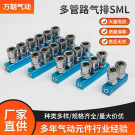 气动元件快速接头多管路气排SML搭配20*20-2分规格气路分配器