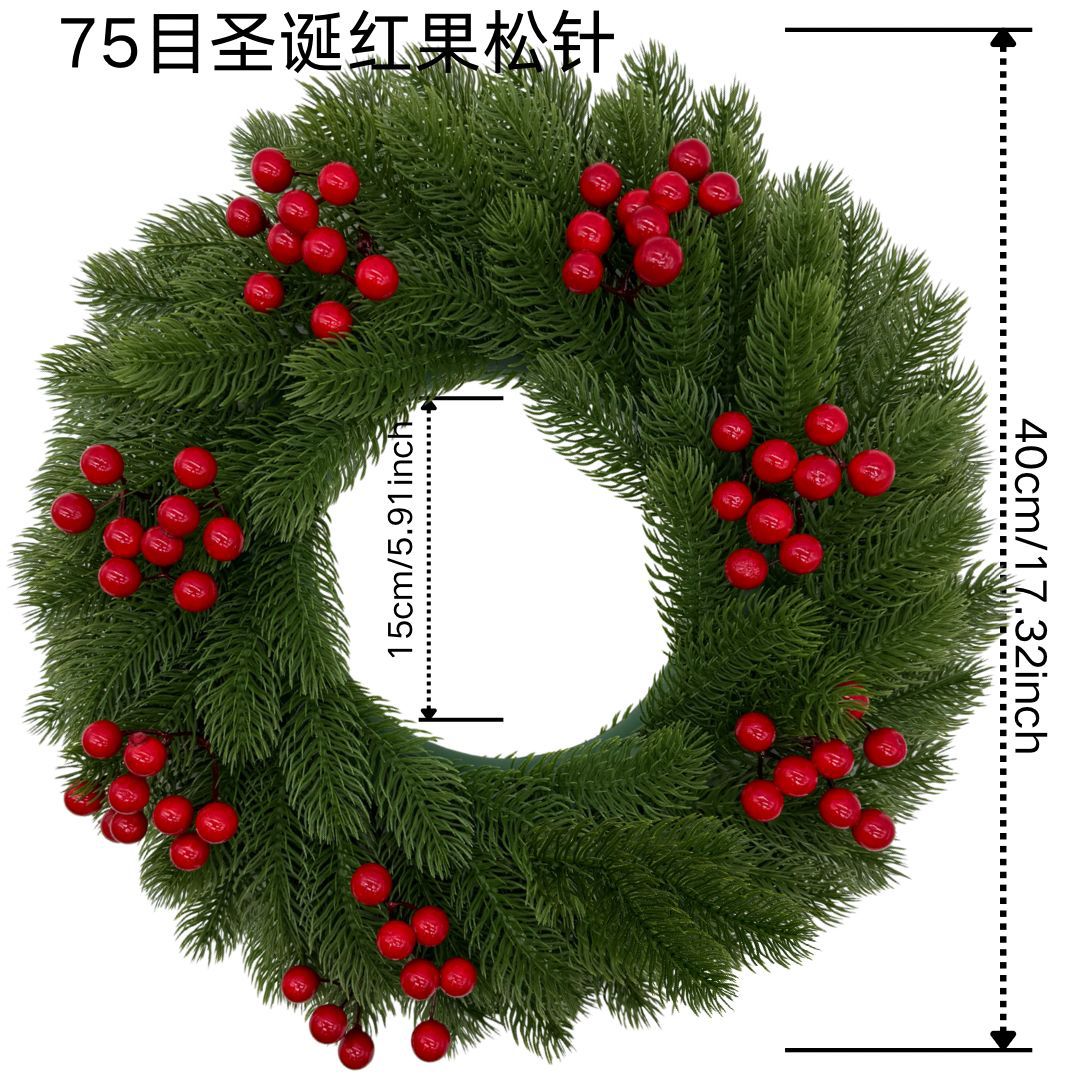 Navidad transfronteriza grasa anillo de pino Knox pin festival simulación guirlanda de flores navideñas decoración navideña puertas colgantes navideñas nuevo