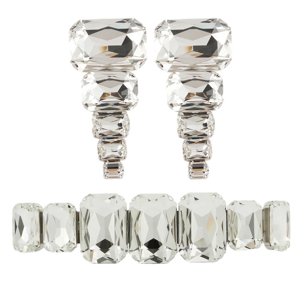 Personalizado moda rhinestone collar traje europeo y americano cuadrado exagerado collar diseño pendientes conjunto de joyas