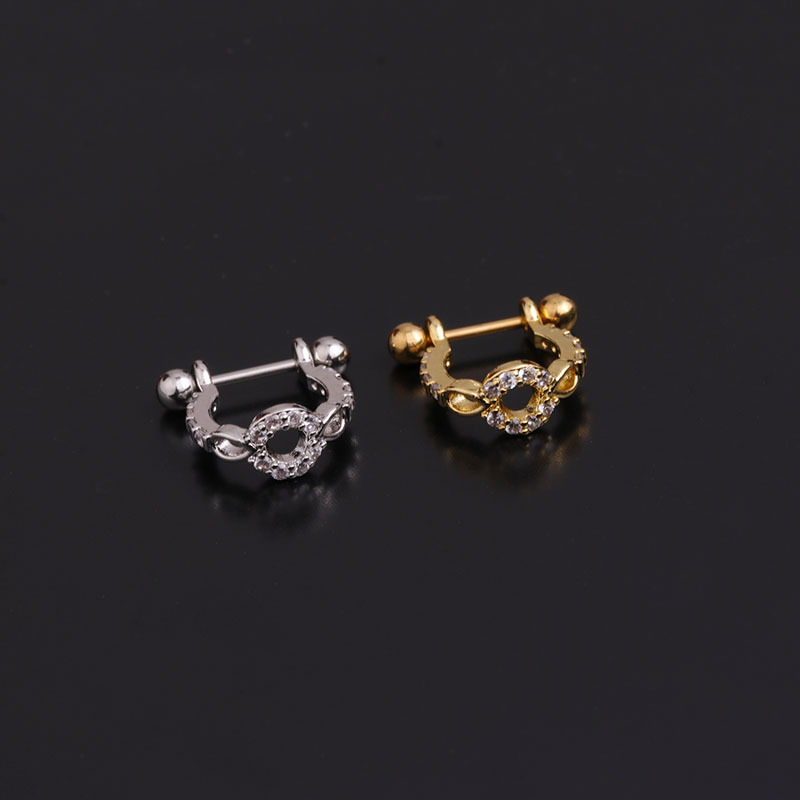 Ear Cartilage Rings & Studs Lady U Shape 316 Stainless Steel  Copper Inlaid Zircon display picture 4