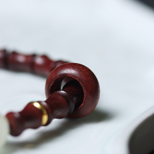 Small Leaf Rosewood Blood Rosewood Bamboo Section High Rise Bead Bracelet, Moonlight Stone Running Ring Novelty Bracelet for Men and Women, Buddhist Prayer Beads