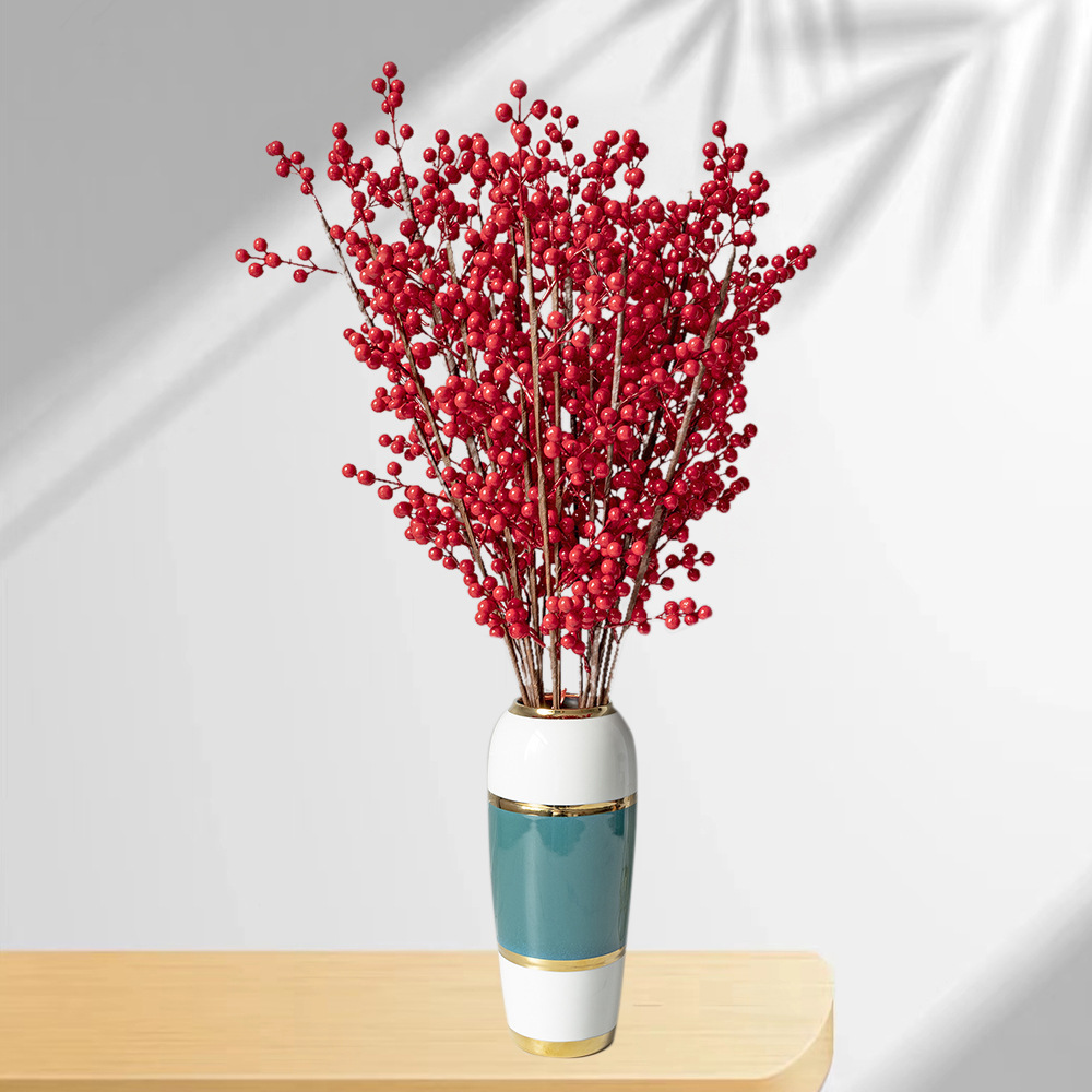 Simulated Wealth Berry Winterberry Red Berry Floral Arrangement Berry Single Stem Artificial DIY Fruit Home Fortune Bucket Landscape