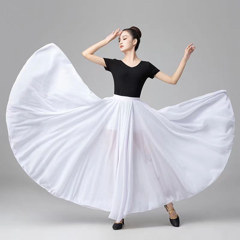 720度二重層ダンススイングスカート新疆ダンスハーフレングススカートパフォーマンス服女性練習服クラシックダンス服|undefined