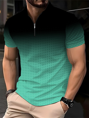 Eurasian cross-border Instagram 2025 summer Amazon POLO shirts for men with printed stripes and football shirts short sleeves T