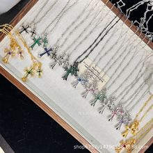克罗伈满钻双十字架项链嘻哈潮流襄钻吊坠个性男女款项厂家直销