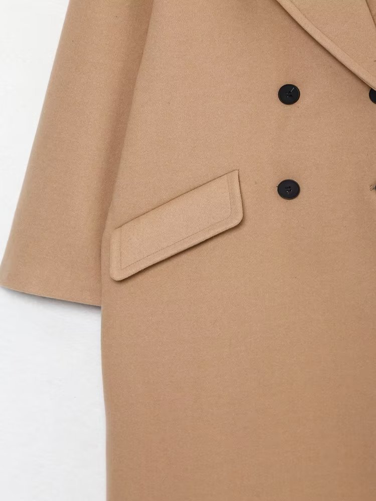 Women Autumn Winter Thick Long Coats Vintage V Neck Long Sleeve Pockets Jackets Fashion 2023 Elegant Female Coats_voghion.com