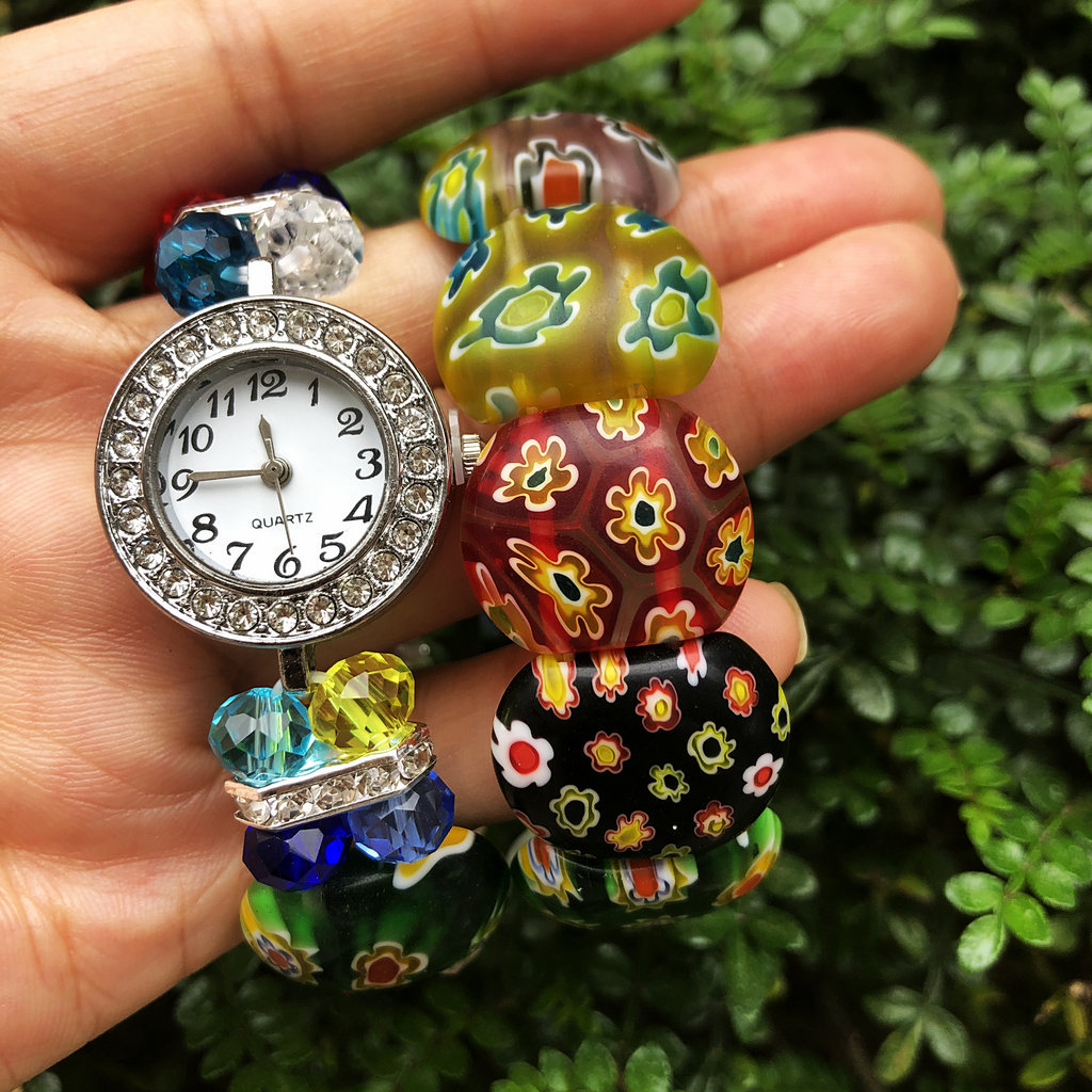 Cross-border Color Large Thousand Flowers Glaze Bracelet Beaded Flower Bracelet European and American Foreign Trade Personalized New Bracelet Jewelry