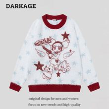 星星卡通动漫少女水貂绒毛衣女2025秋季韩系宽松慵懒风软糯针织衫