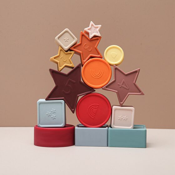 Toddler-level Bite Silicone Toys Puzzle Baby Stacking Toys Puzzle Early Education Toys Stacking Toys