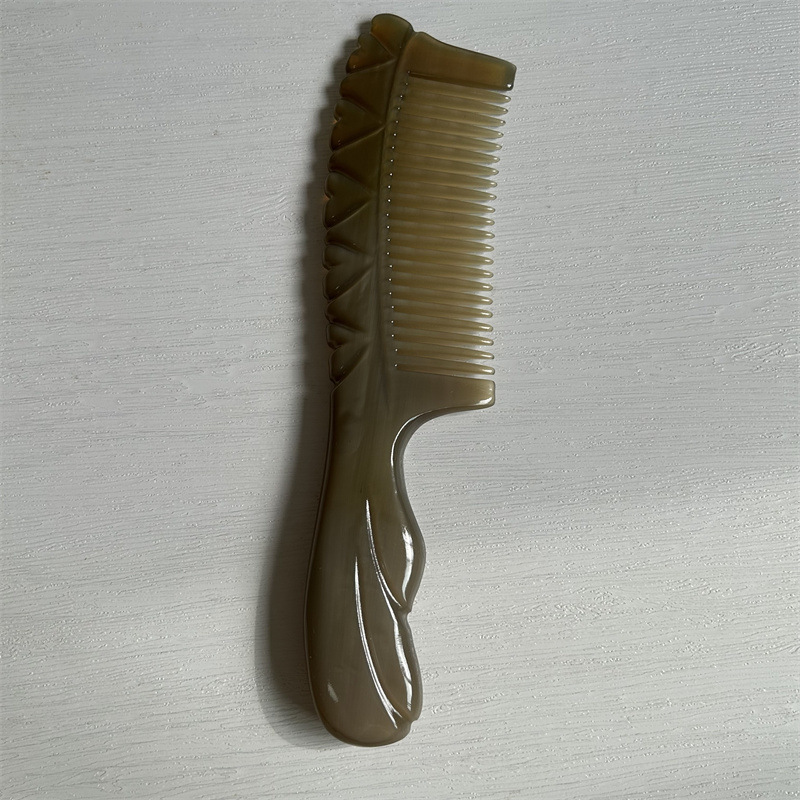 Horn Comb Massage Meridian Thick Handle Hair Comb 20cm Carved Gift Comb specifications