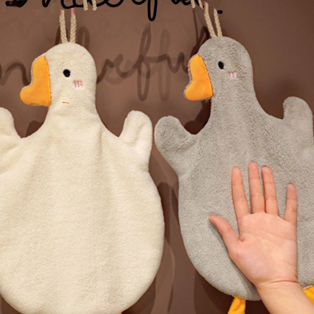 Trendy Instagram Hanging Hand Towel Cute Big White Goose Children's Hand Towel Bathroom Handkerchief Kitchen Cloth