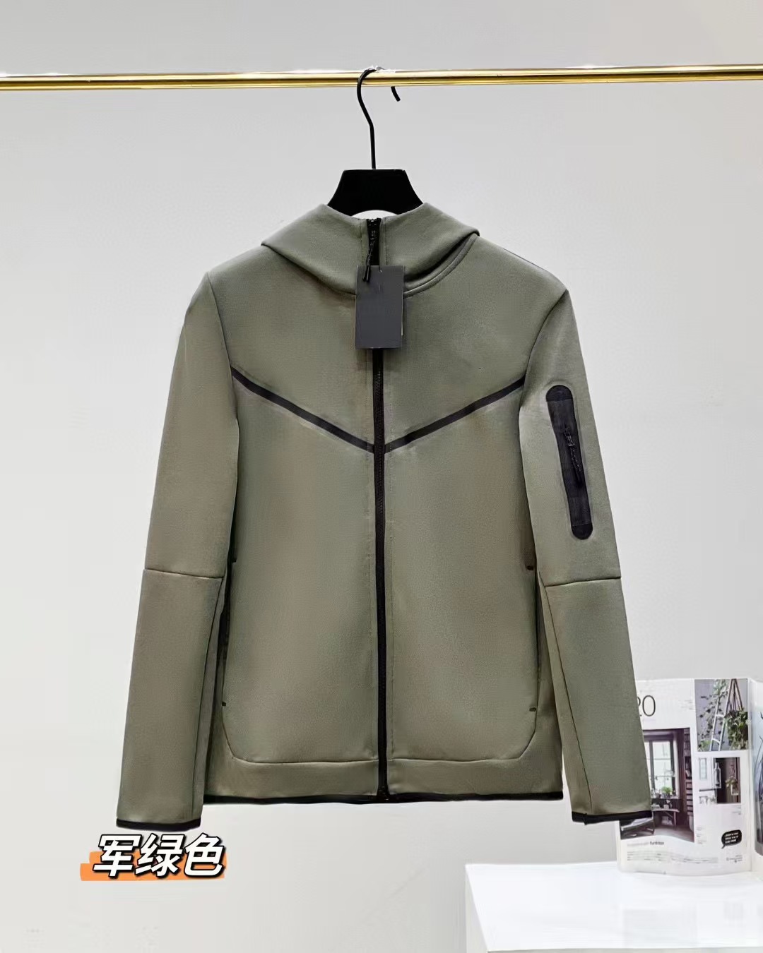 Camiseta con cremallera encapuchada transfronteriza para hombres primavera y otoño nueva chaqueta casual de ropa deportiva, pantalones de pies pequeños, dos piezas