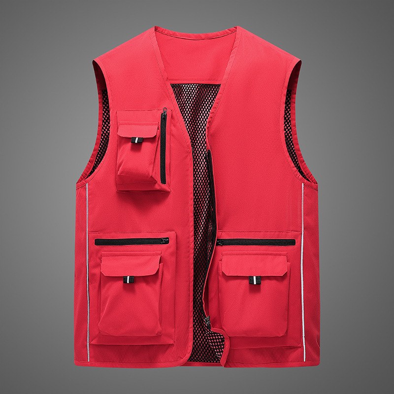 빨간색#야외 반사 스트립 조끼