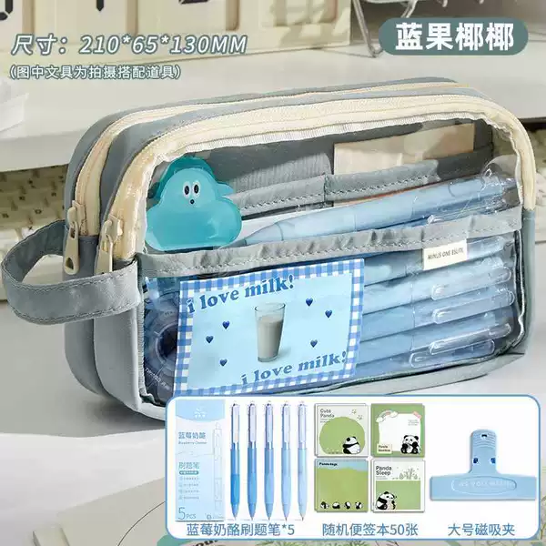 [Basic Set] Blue Fruit Coconut + Blueberry Cheese Brush Pen, 5 pieces + Magnetic Clip + Random