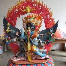 密宗全铜彩绘普巴金刚佛像纯铜铸造寺院供奉藏传橛金刚护法铜佛像