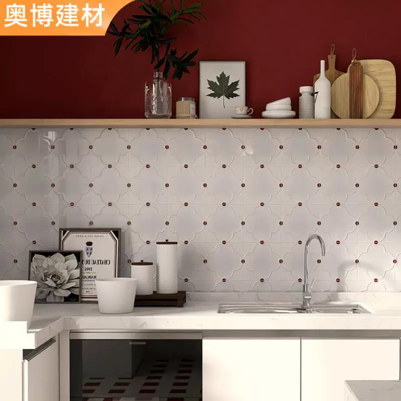 Плитка для ванной комнаты 300 × 600, французская ретро-плитка для кухни, стены, ванная комната, балкон, узор в горошек, яркая фарфоровая плитка