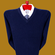 鄂尔多斯市100%山羊绒衫男装V领毛衣打底衫纯色百搭中青年羊毛衫