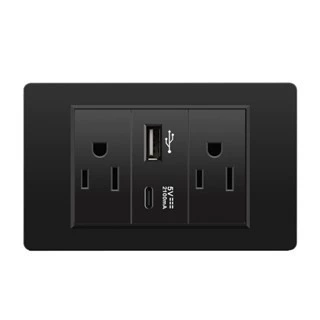 Черная настенная панельная розетка с 118 тип switch, тайваньская розетка с 20W type-C, шесть отверстий