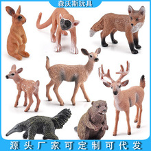 外贸热销仿真动物驯鹿松鼠红狐动物批发套装白尾鹿手办模型亚马逊