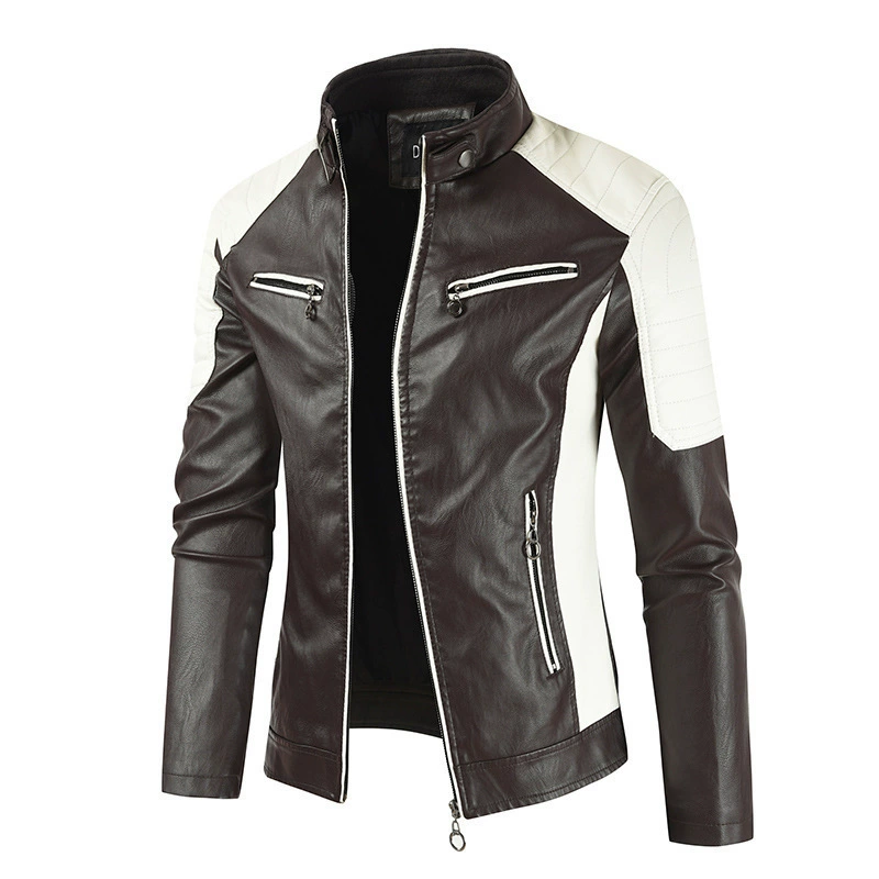 Fleece fashionable polyurethane jacket with zipper, Amazon