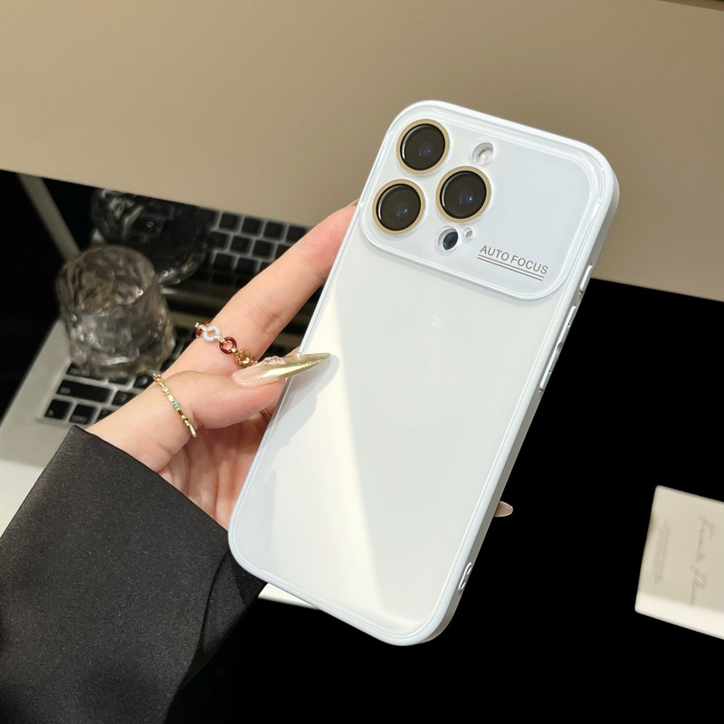 简约韩系大视窗玻璃壳适用iPhone16pro max苹果17手机壳14/15全包|undefined