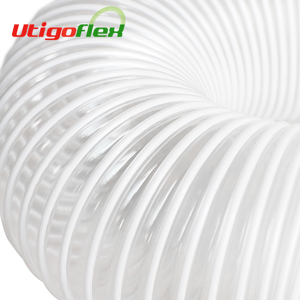 厂家直销透明PVC白色包塑钢丝管/伸缩软管/透明PVC通风管/风管