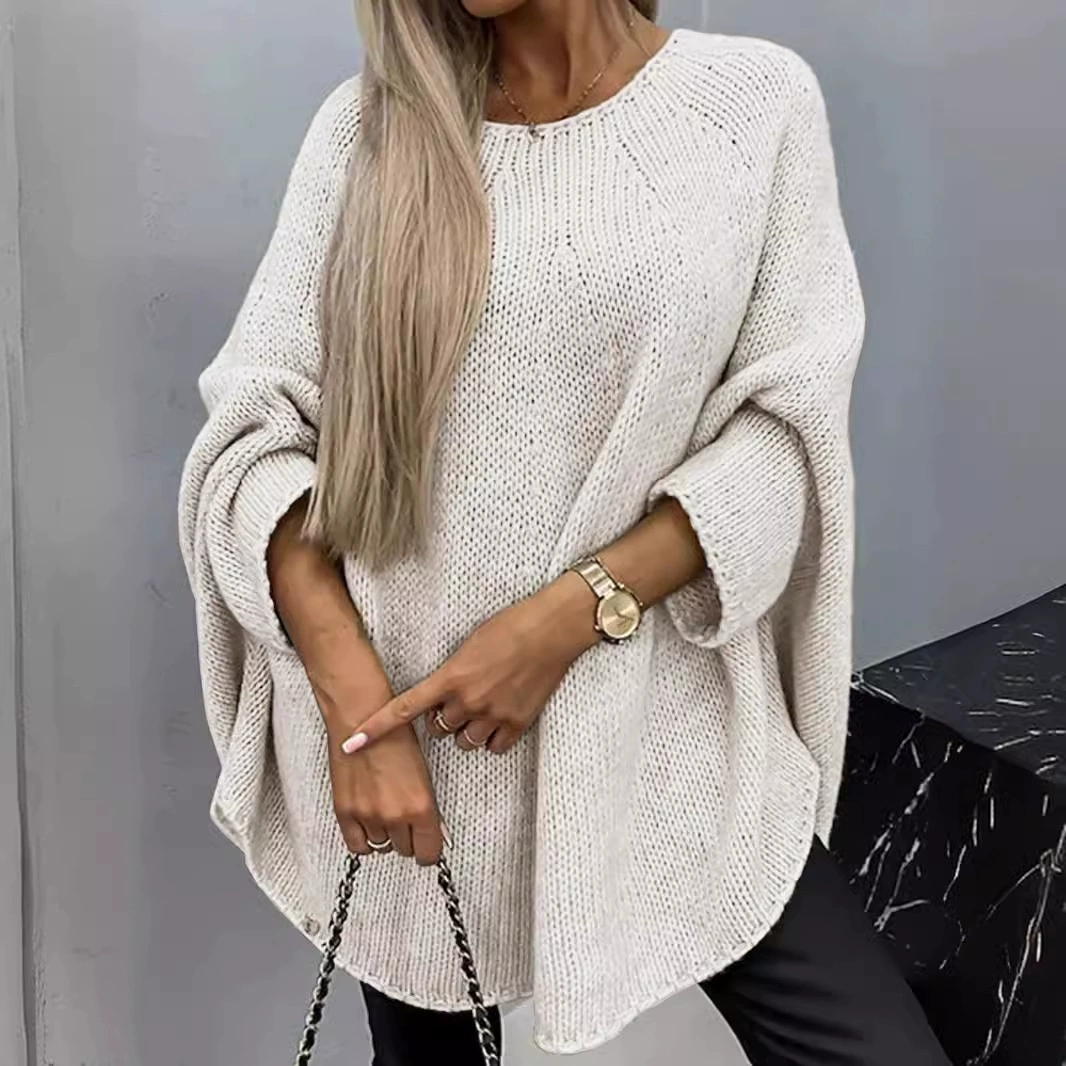 Внешняя торговля Трансграничная Европа, Европа, Amazon TEMU производитель свитер женский с круглым вырезом, летучая мышь рукава свободная повседневная весна и осень