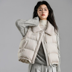 短款羽绒棉马甲女2025秋冬新加厚摇粒绒翻领宽松显瘦无袖棉服背心