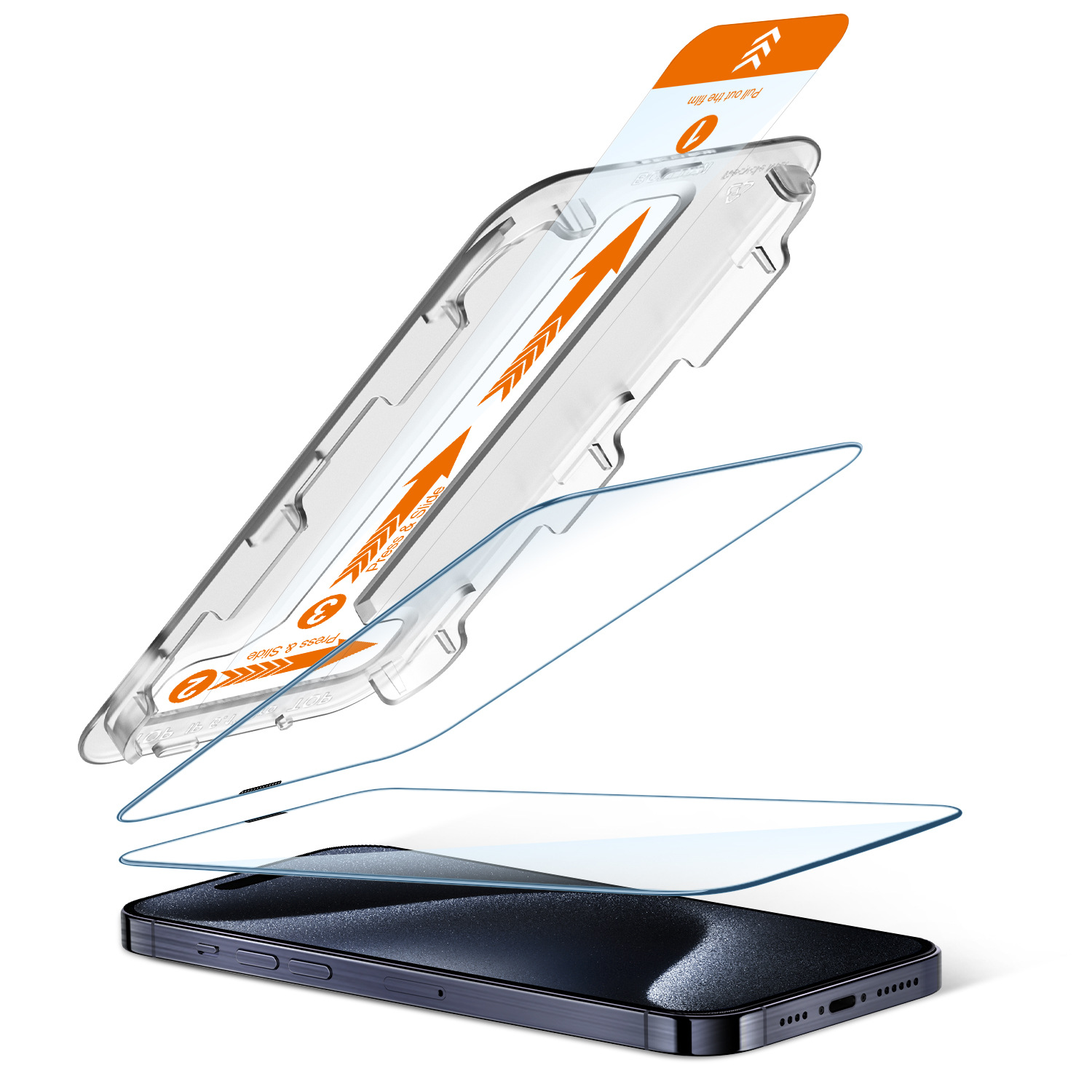 Aplicable para iPhone16 / 15 / 14 / 13 Apple polvo de almacenamiento de película endurecida de polvo de segundo película de fijación HD caja simple