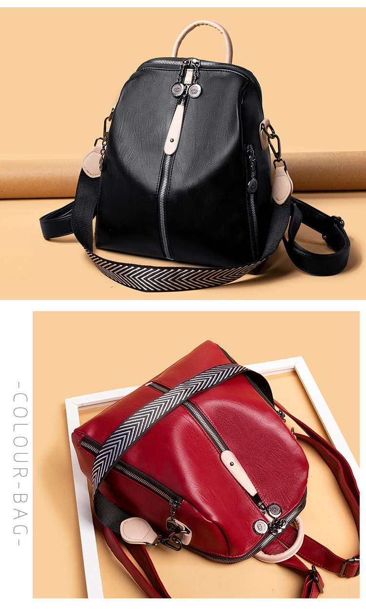 2024 Spring/Summer New Trendy Korean Edition Fashion Multi functional Soft Leather Backpack Large Capacity Women's Travel Bag_desvips.com