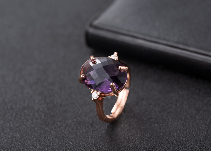blue crystal European and American rose diamond amethyst gem ring fashion jewelrypicture1