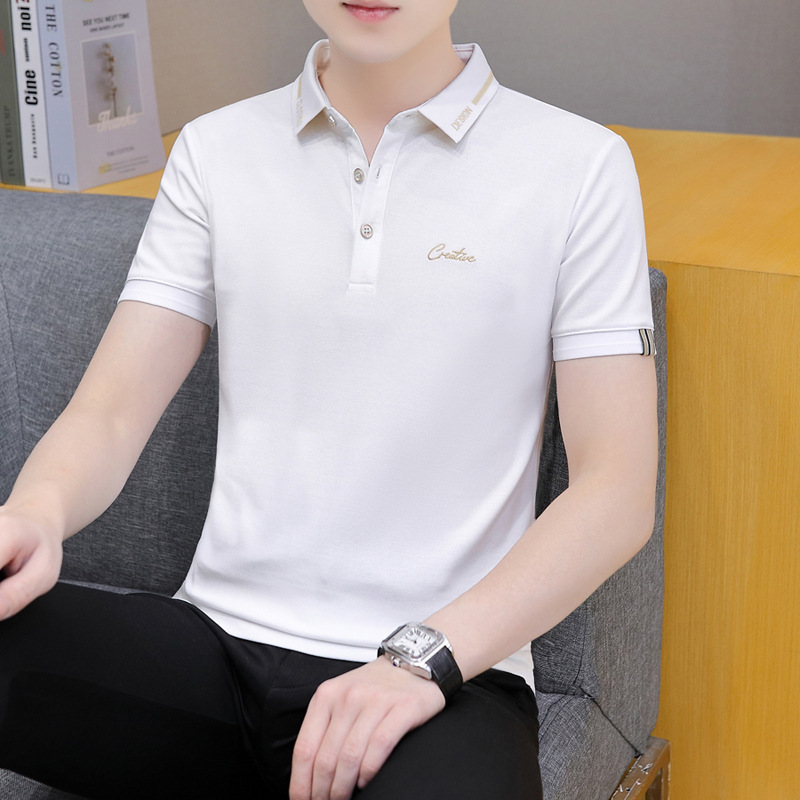 New Short-Sleeve Men's T-Shirt, Polo Men's Clothing, Turn-Down Collar Polo Base Shirt, Casual Trendy Brand Men's T-Shirt Top Wholesale
